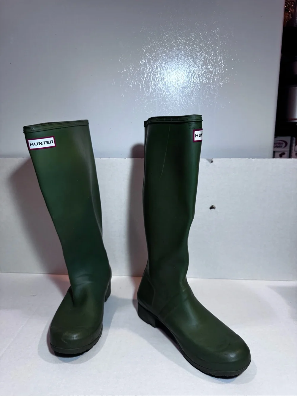 Hunter Women's Tall Green Rain Boots Flaw Read Description